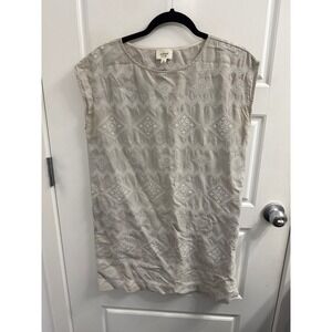 Wilfred Aritzia Linen Blend Embroidered Shift Mini Dress Grey XS WTN4-8558CF-16